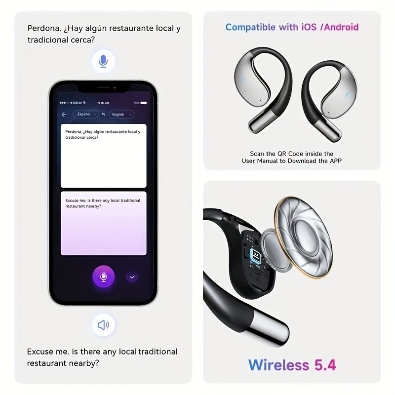 AI Bluetooth 5.4 earphones，144 - Sports Earphone Hook ulasan dan harga